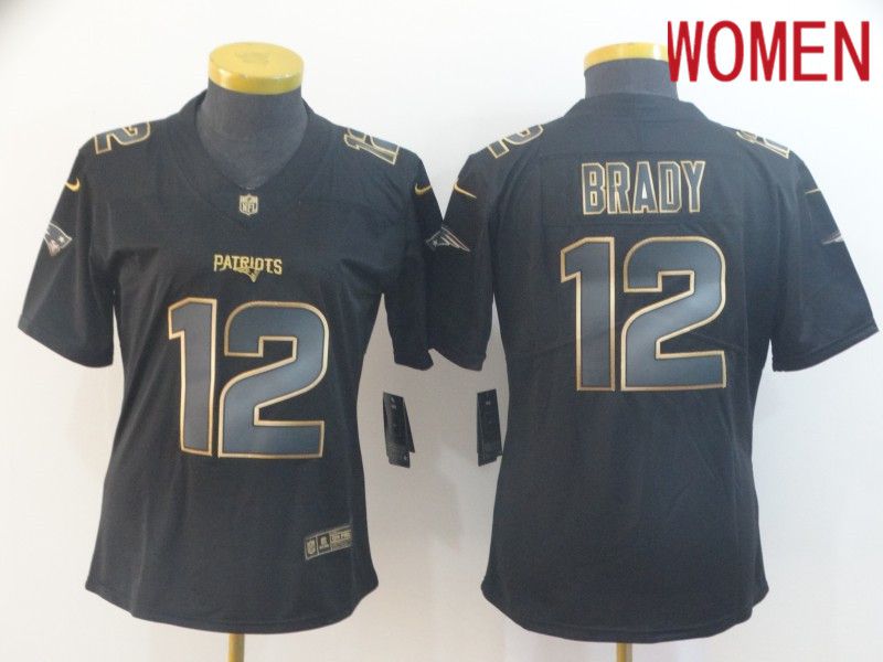 Women New England Patriots #12 Brady Nike Vapor Limited Black Golden NFL Jerseys->atlanta falcons->NFL Jersey